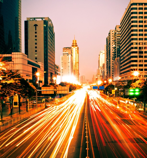 City light trails representing ML arteka integrating enterprise platforms into one core