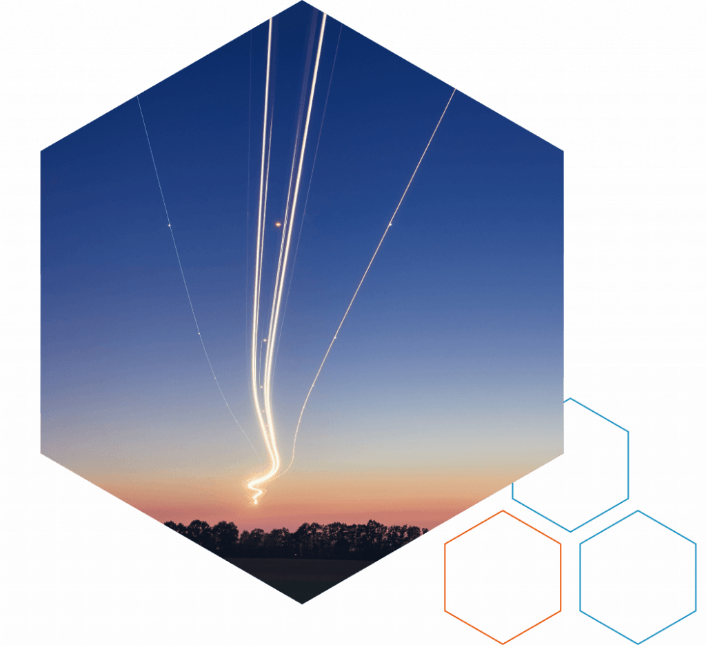 Light trails converging at the horizon, representing ML arteka's connected capabilities.