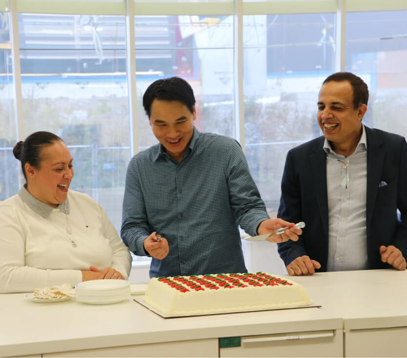 ML arteka colleagues celebrating the company's evolution from mobileLIVE.