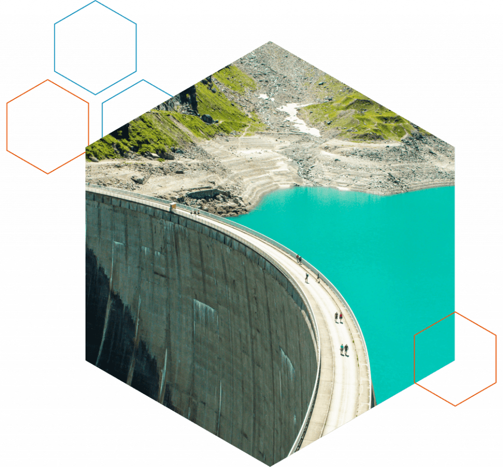 Curved dam and reservoir representing resilient ML arteka insurance and mortgage modernization.